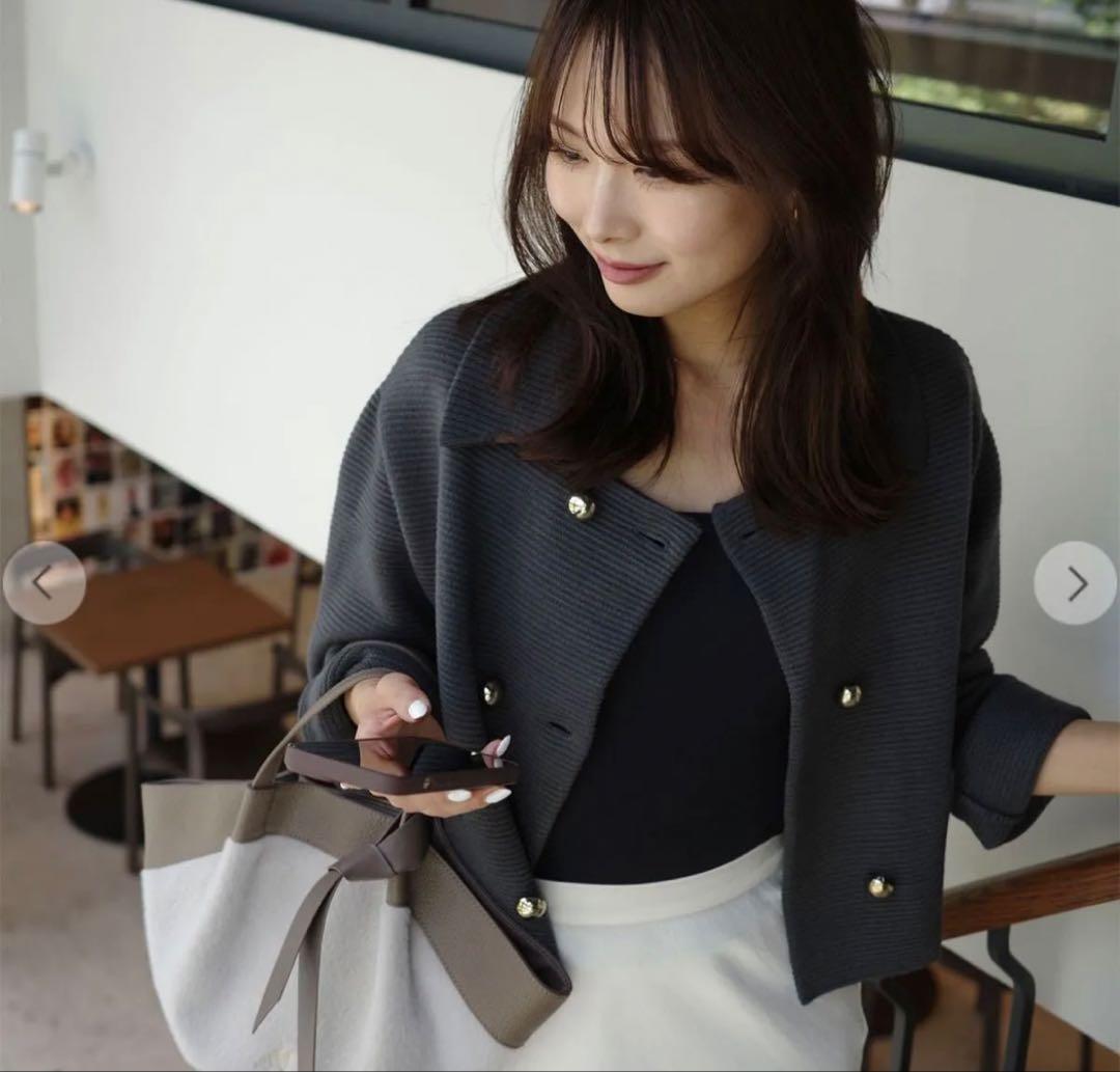 a*0様 Aimeine Wボタンニットジャケット　グレー　エメイン