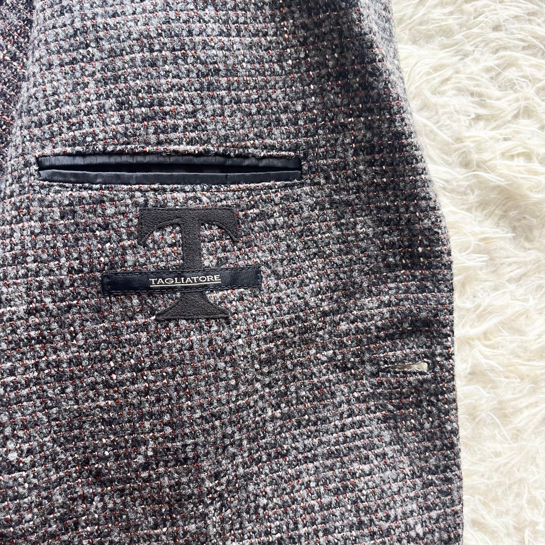 <美品>TAGLIATORE グレー ウール ツイード ジャケット サイズ44