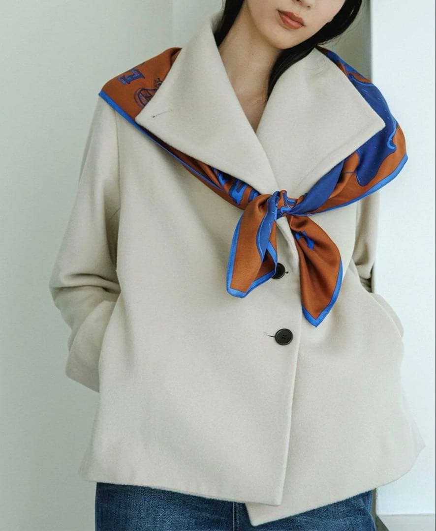 【美品】ROPE プレミアムカシミヤ ショートコート【25AW】オフホワイト36