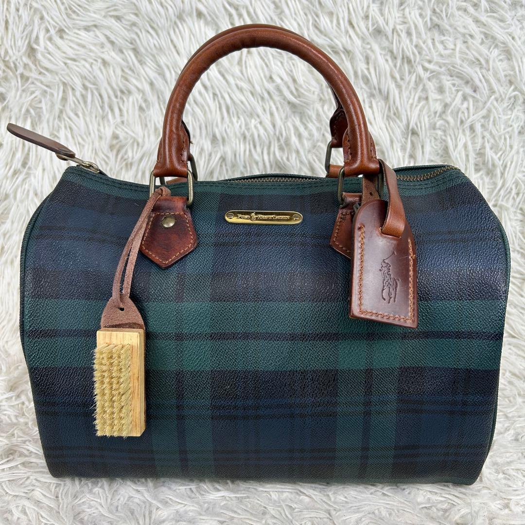 ✨美品 ポロラルフローレン ミニボストンバッグ PVC レザー チェック