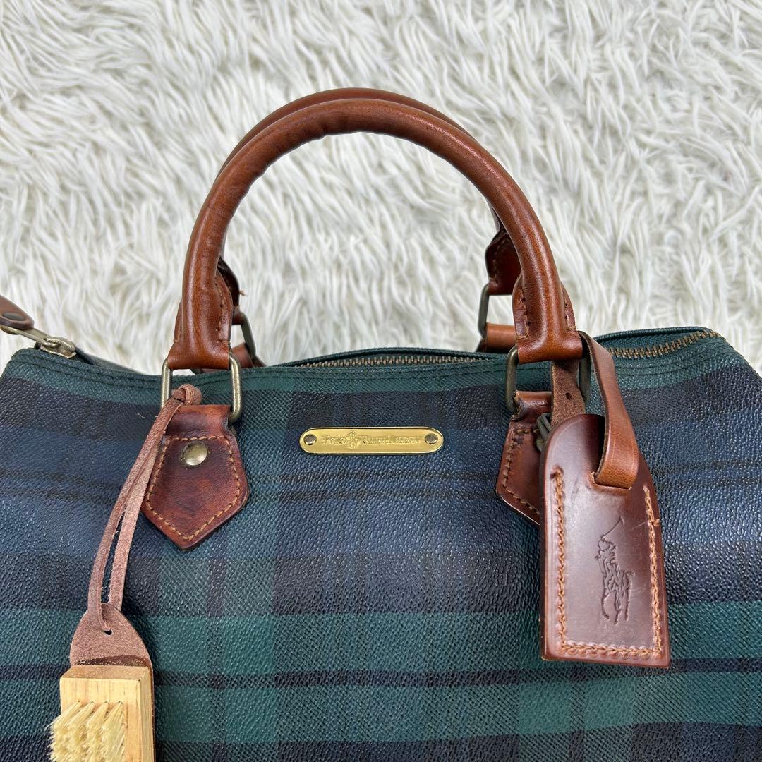 ✨美品 ポロラルフローレン ミニボストンバッグ PVC レザー チェック