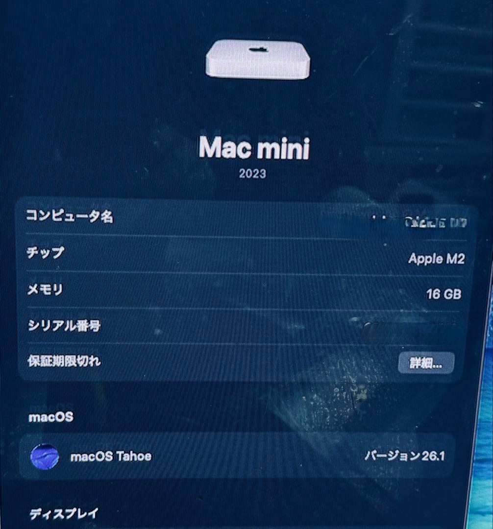 Mac mini M2/16G/256G 純正キーボードマウスTrackPad付