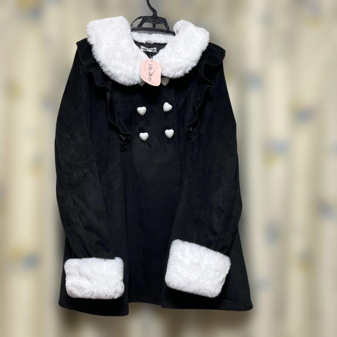 もえにゃコラボしまむらハートボタンフリルコート　大きいサイズ4L