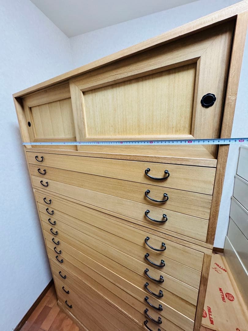 福岡発 桐タンス 13段 引き戸タイプ 着物用 木製 押入れ 箪笥 引き出し