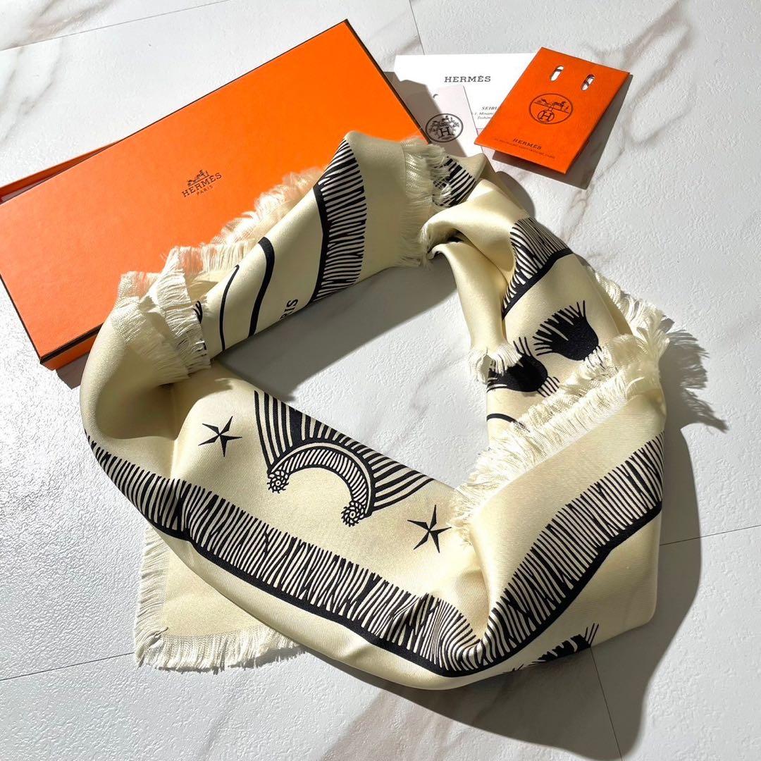未使用・24年新作　エルメス　カレH 80 サーベル飾袋　フリンジ　スカーフ