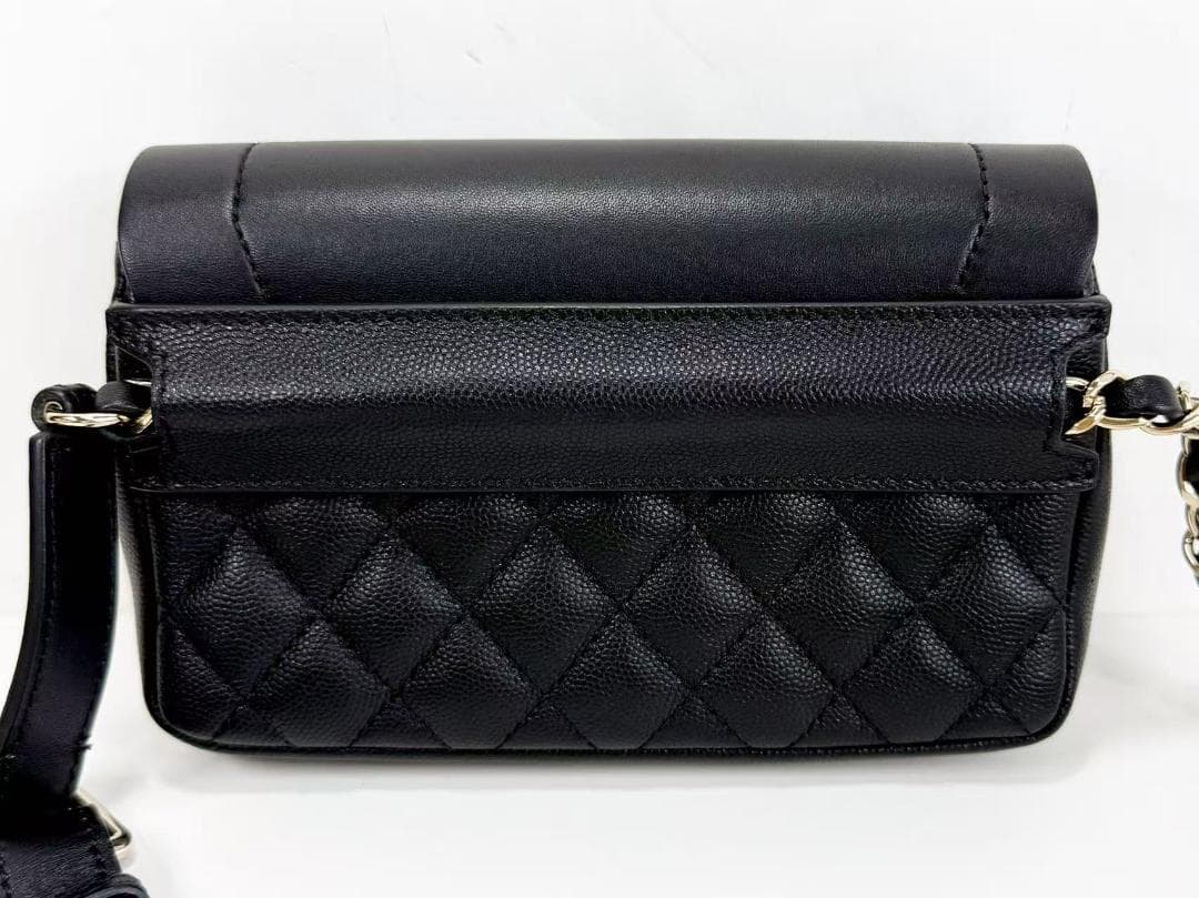 未使用/着画追加CHANEL/シャネル/キャビア/黒/ ウエストバッグ/ポーチ/