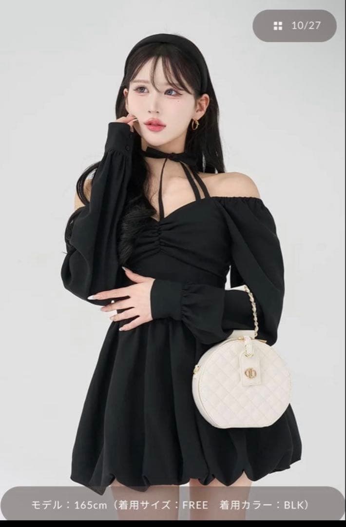 darich ダーリッチ ウエストコルセットバルーンミニワンピース ブラック