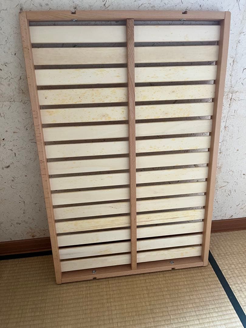 木製スラット式ベビーベッド キャスター付き