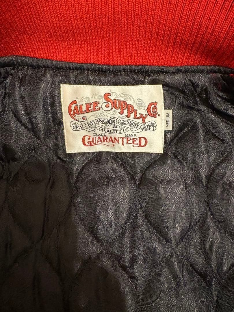 CALEE スタジャン 赤/ベージュ