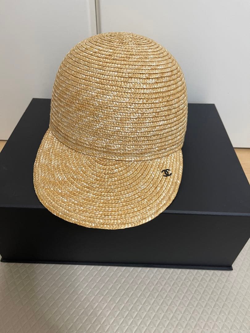 CHANEL ココマークストローキャップ　麦わら帽子