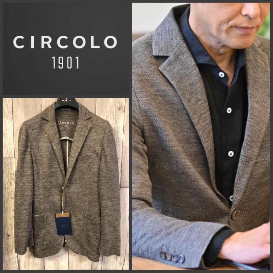 新作チルコロ CIRCOLO ストレッチ ジャージ ジャケット リネン ブラウン