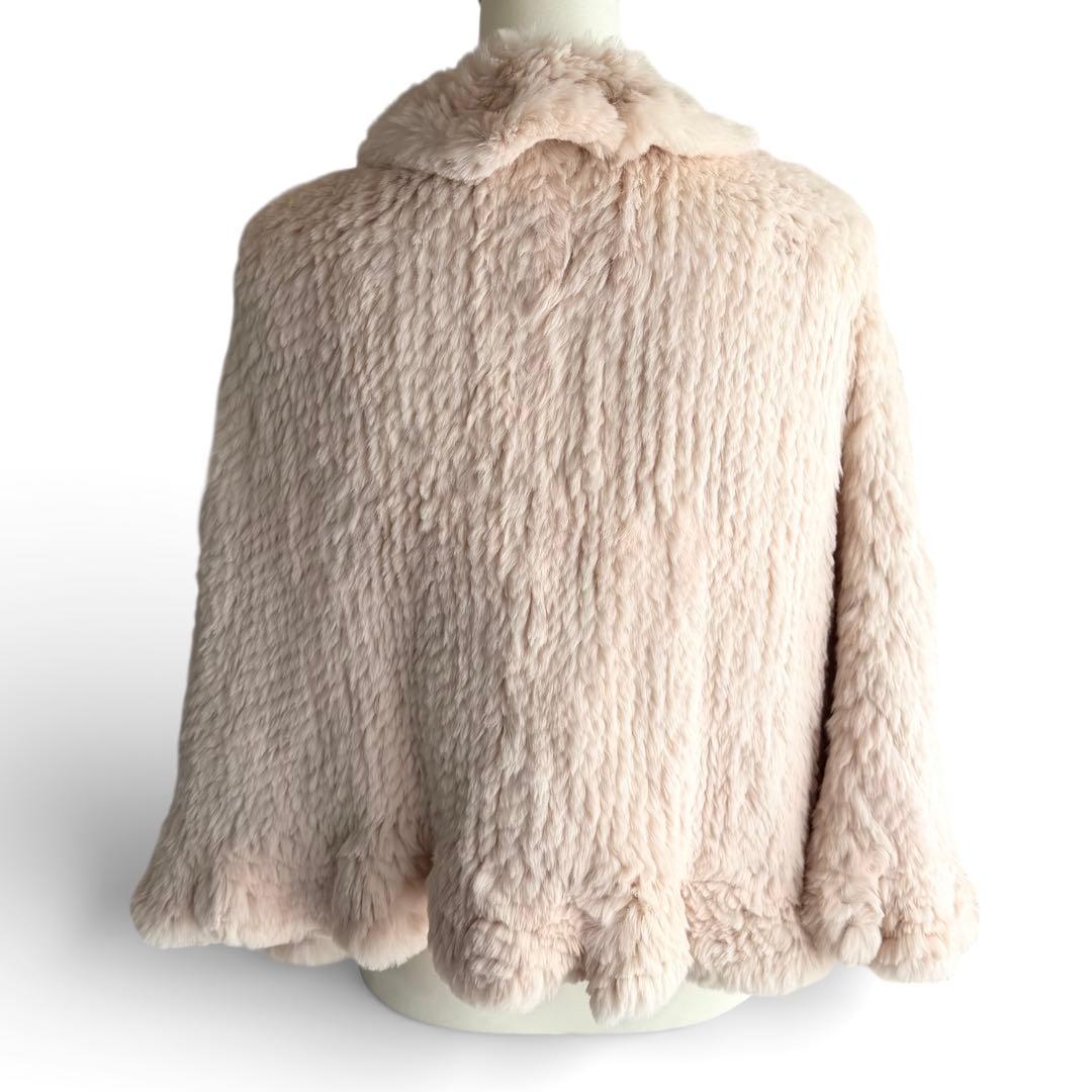 美品✨LA RIVA BIANCA ラビットファー 本毛皮 ポンチョ ピンク系