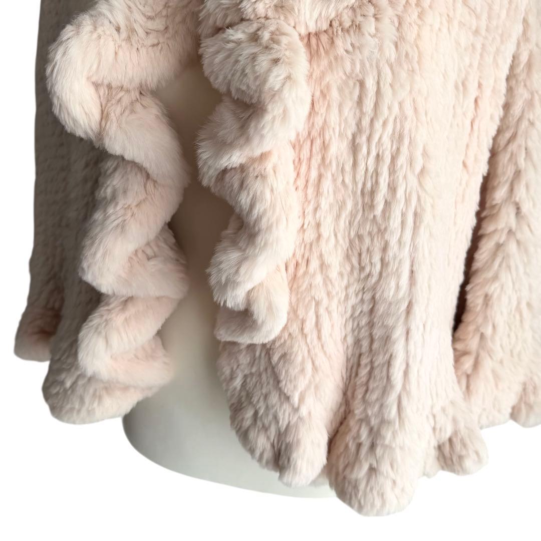 美品✨LA RIVA BIANCA ラビットファー 本毛皮 ポンチョ ピンク系