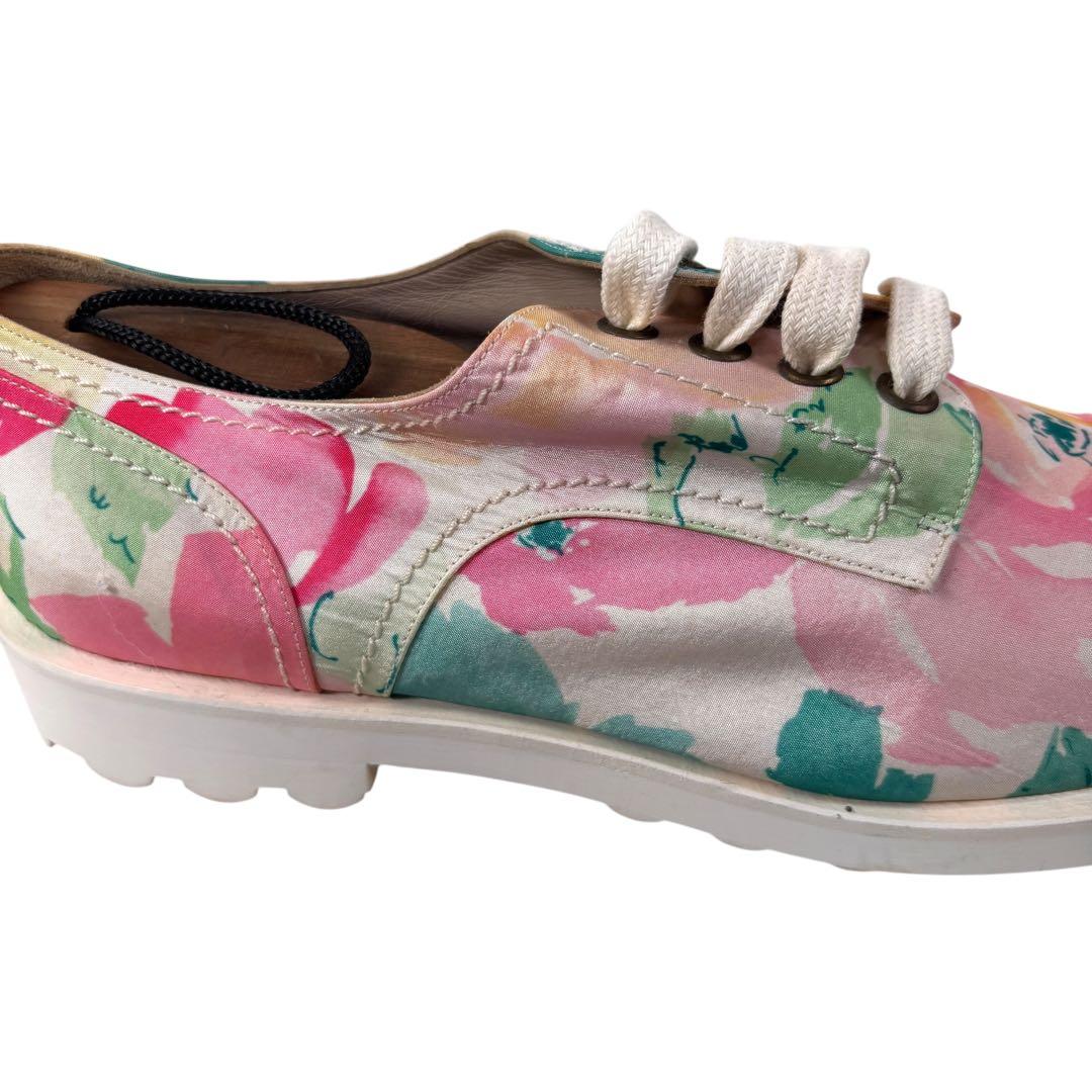 シャネル CHANELフラワー柄 レースアップシューズ 38 ※難あり