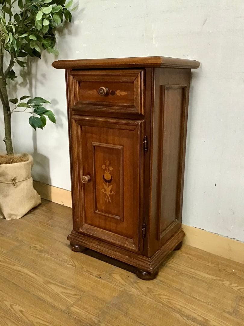 管364☆イタリア製☆象嵌細工☆アンティーク☆電話台☆花台☆チェスト