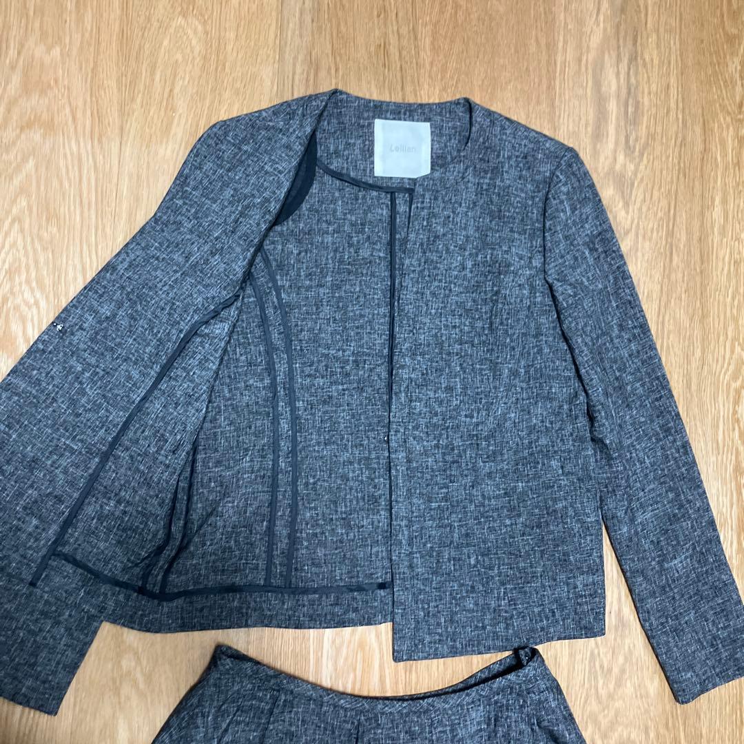 美品　Leilian グレー スカートセットアップ　スーツセット　S