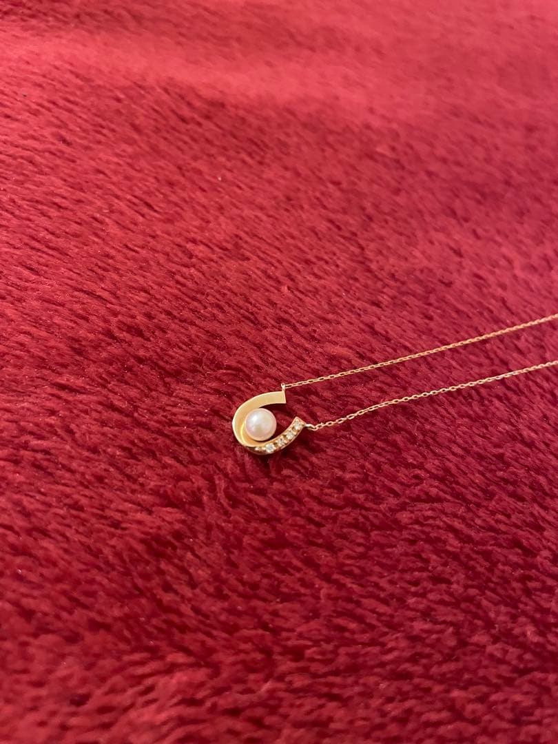 【美品】ヴァンドーム青山 K10 馬蹄 パール ダイヤモンド ネックレス