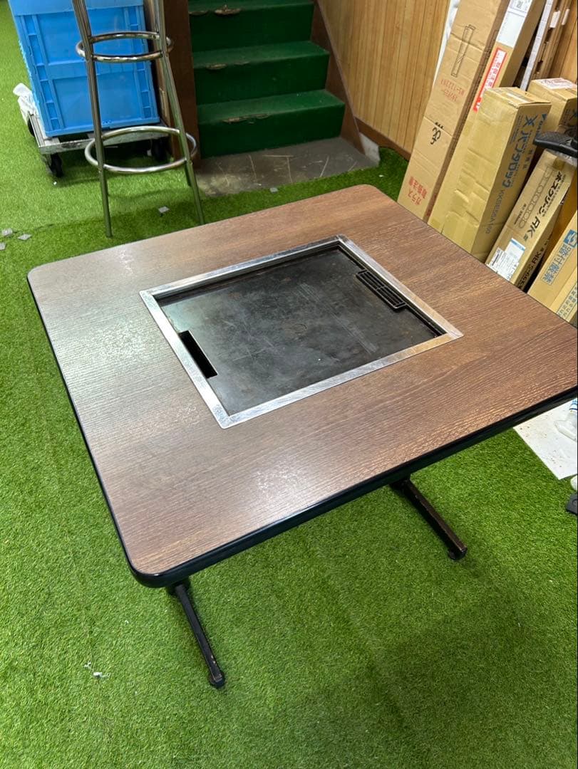 四角　サカモト　お好み焼きテーブル　動作ok 都市ガス13A用　鉄板　厨房機器