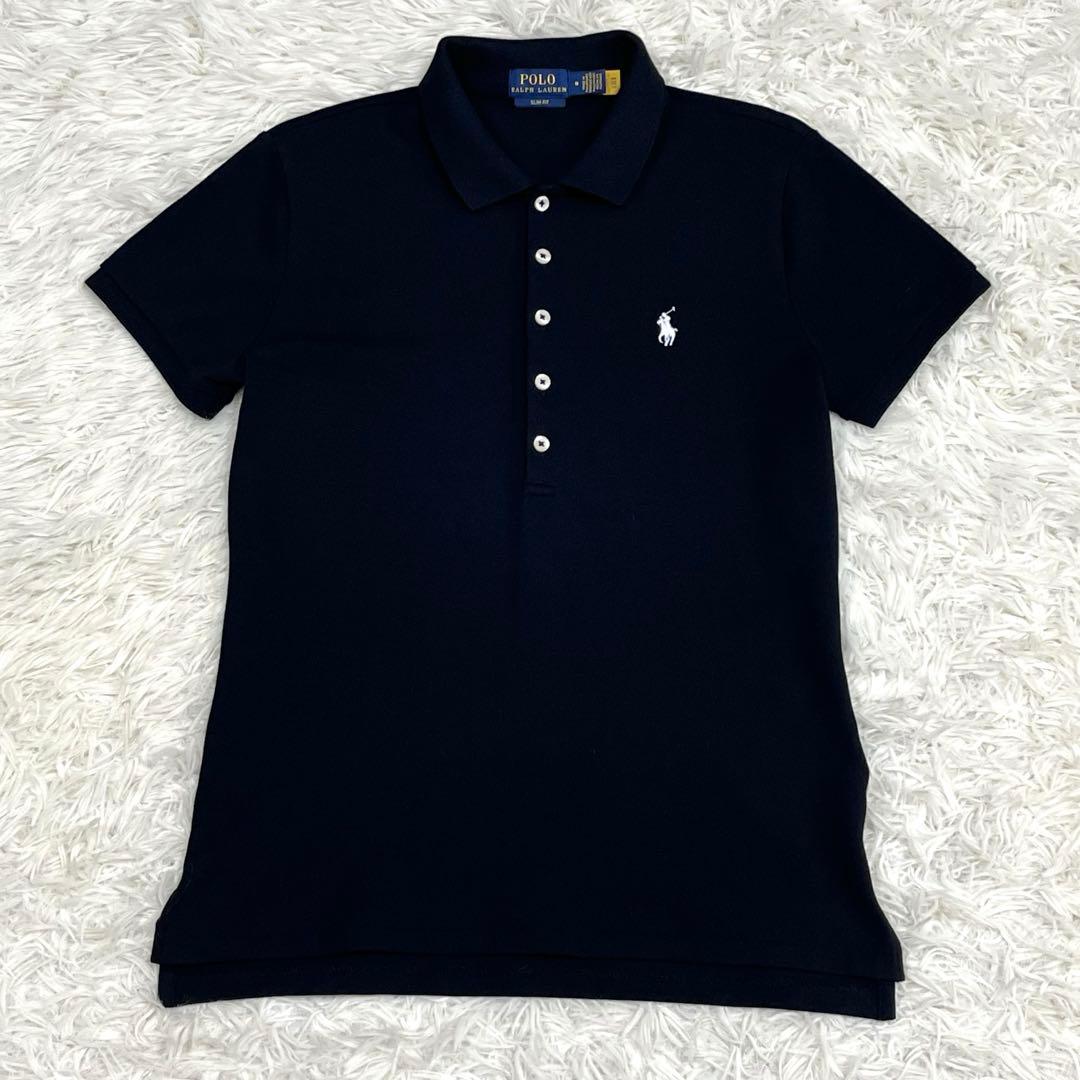 『極美品』ラルフローレン 現行QRタグスリムフィットストレッチポロシャツブラック