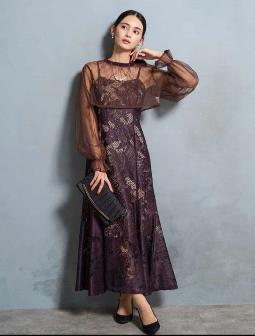 【美品】ドリードール シフォン チュール レースワンピース オケージョンドレス