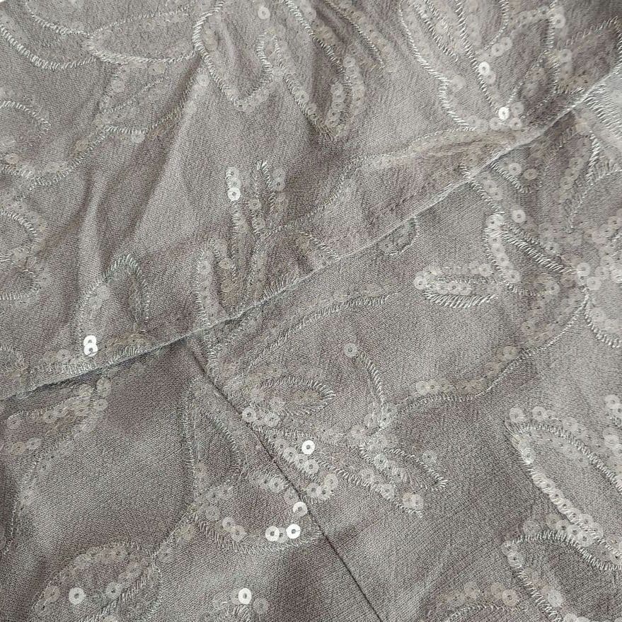 LEJA　ドットチュールフラワースパンコール　Iラインドレス　グレー　S