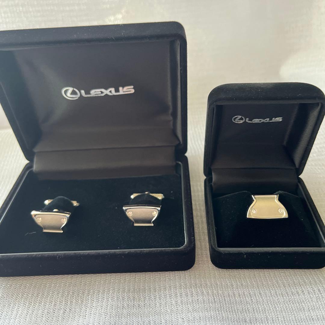 Lexus カフリンクス 2ペア シルバー パールホワイト