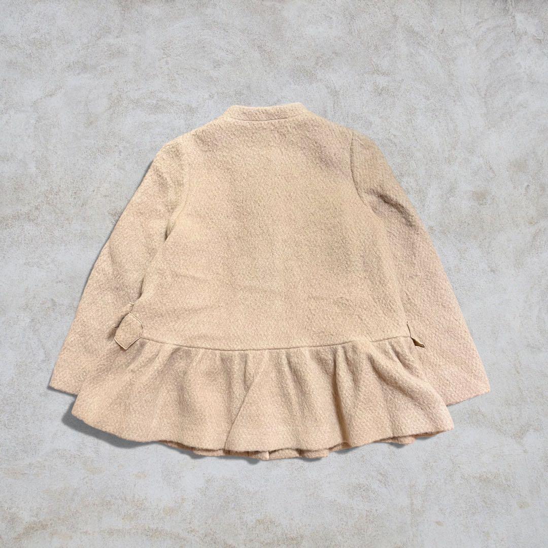 エムズグレイシー ノーカラーコート リボン ベージュ ウール モヘヤ 40