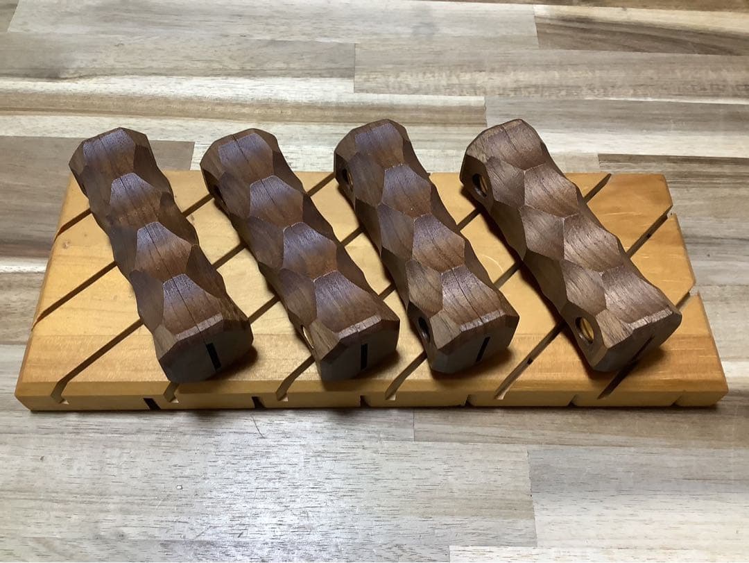 junbo　シェルフコンテナ用名栗加工グリップ　ウォールナット2セット