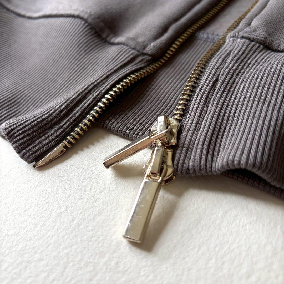 'S Max Mara ロゴ スウェットパーカー XS グレー 裏起毛 Wジップ