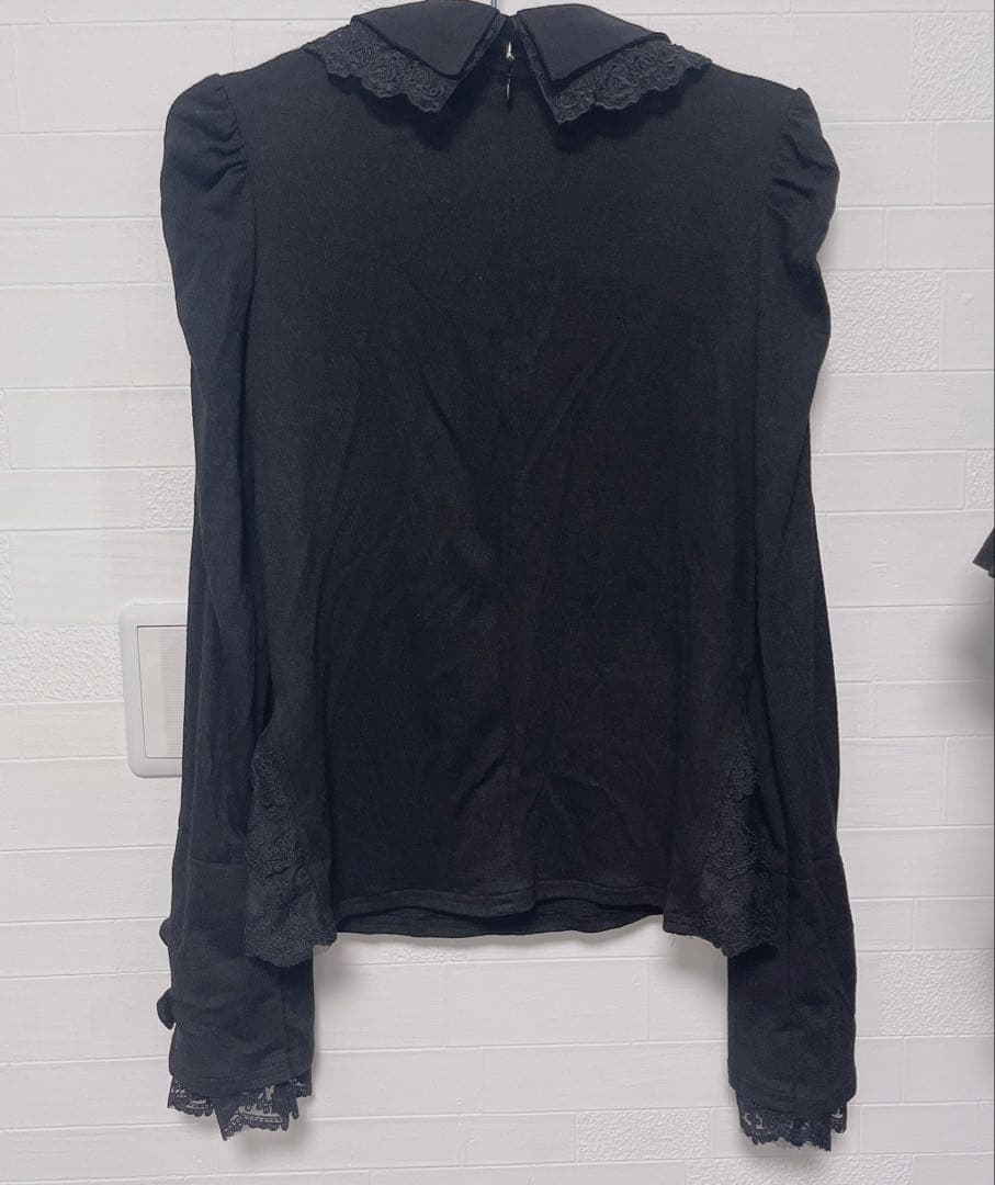 DimMoire おすましレース襟トップス　黒　Mサイズ