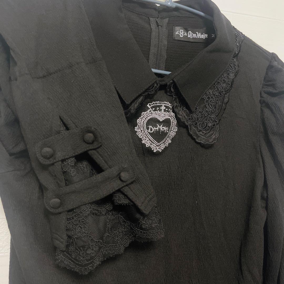 DimMoire おすましレース襟トップス　黒　Mサイズ