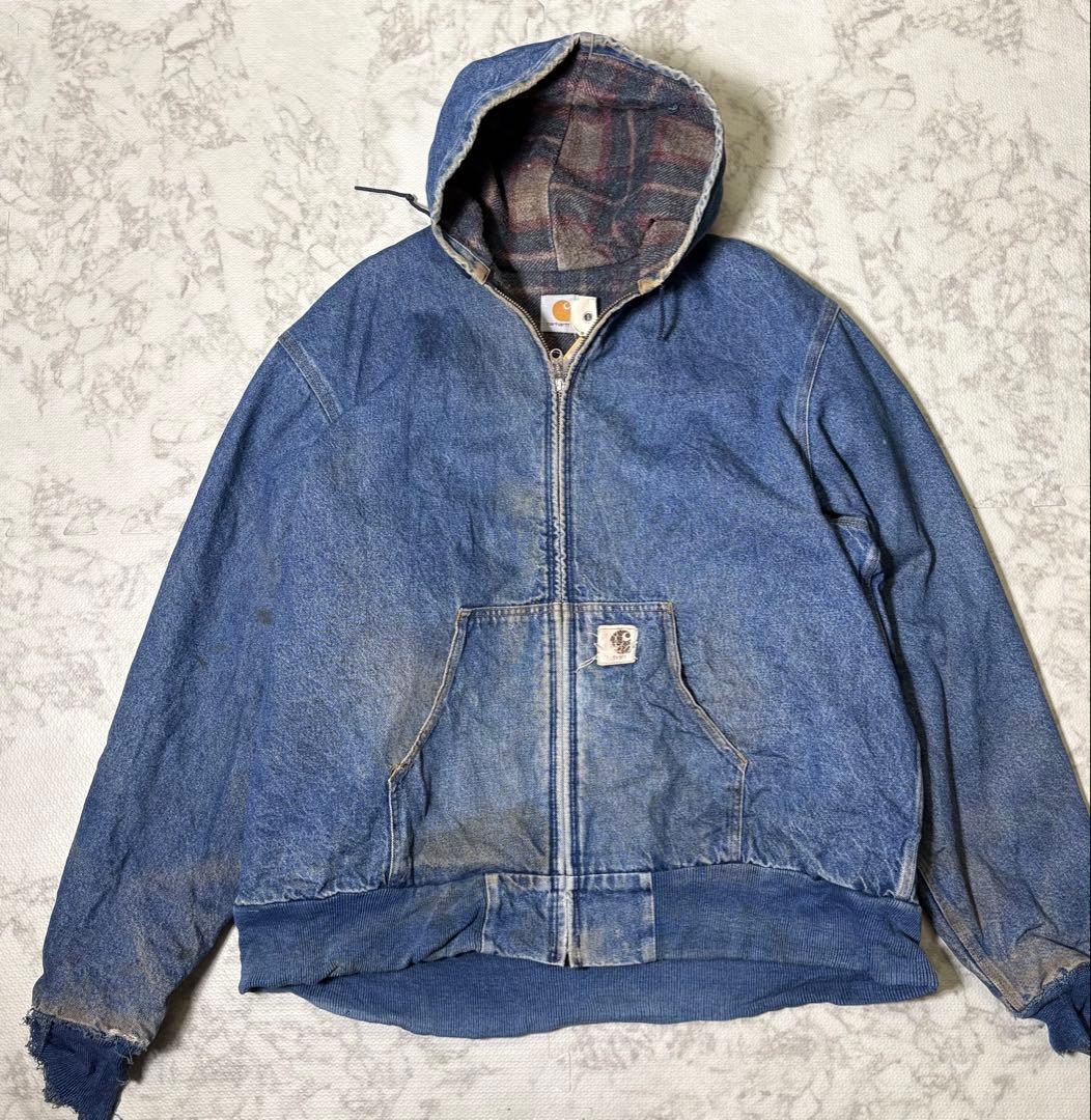 90'sカーハート　アクティブジャケット　デニム　XLサイズ　パーカー　usa製