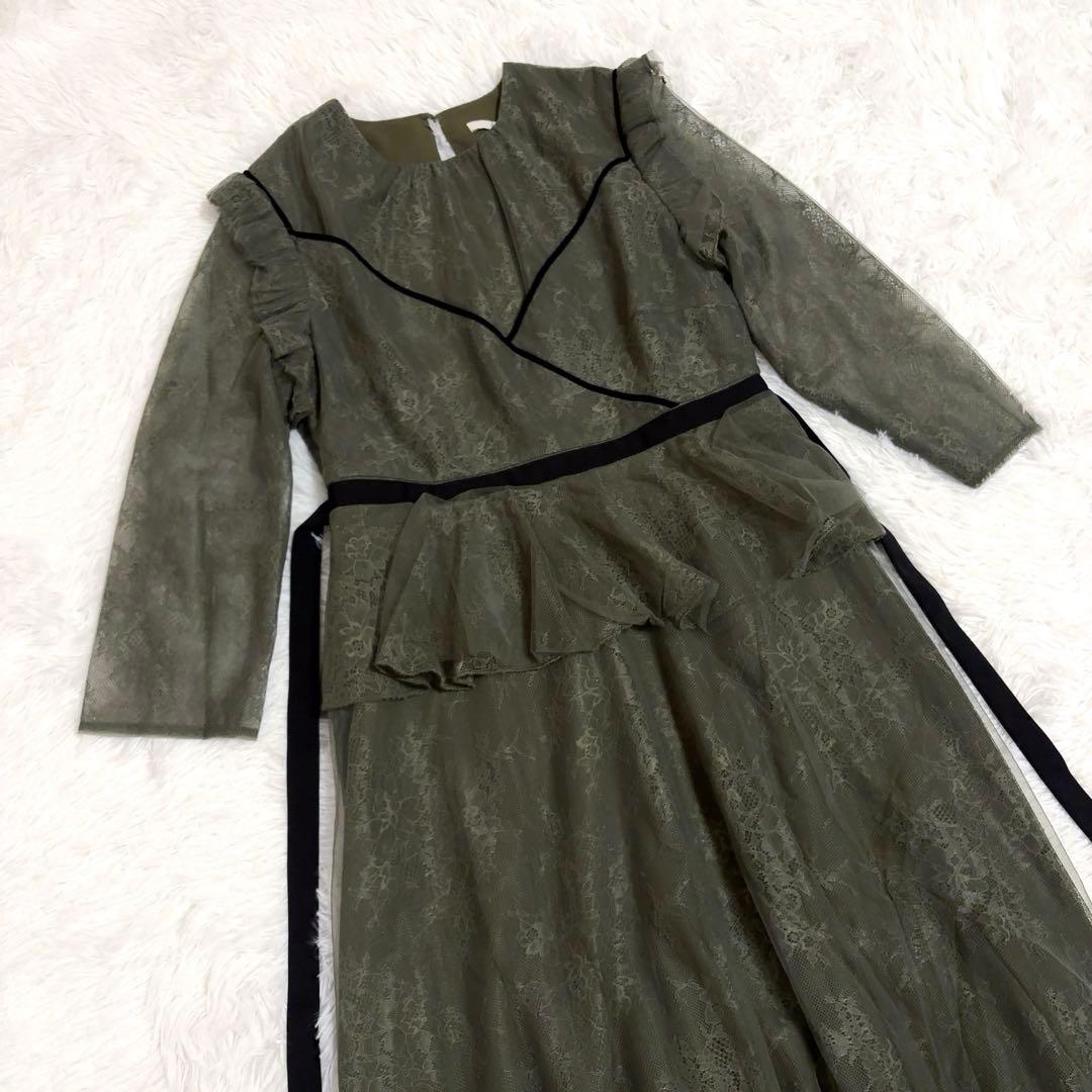 Leja 総レース花柄 ロングワンピースドレス 結婚式 パーティードレス