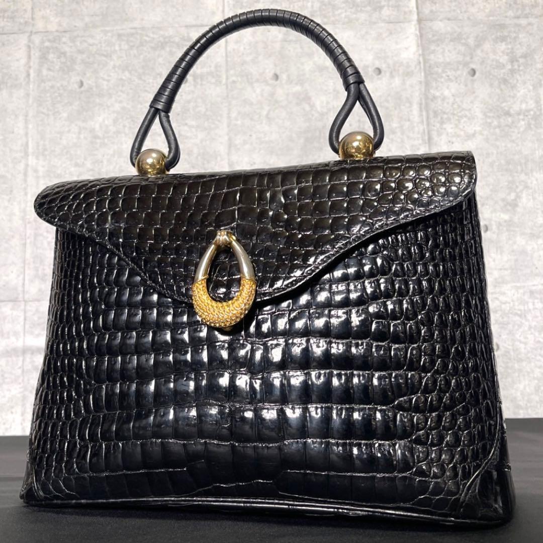 専用品HAMANO BLACK ロイヤルモデル クロコダイル ハンドバッグ