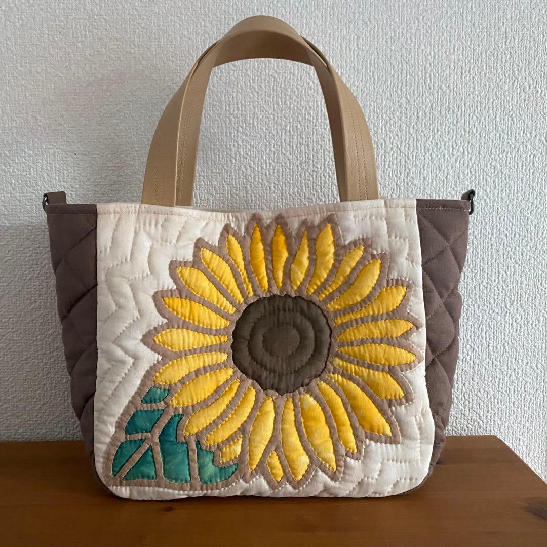 ハワイアンキルト◆トートバッグ◆ひまわり◆ハンドメイド