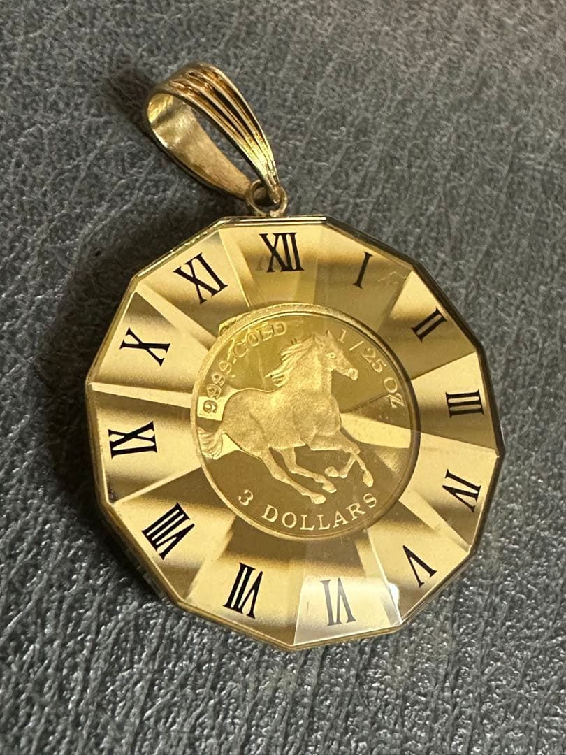 18k/24k 8.7g ガラス付きエリザベス/馬のペンダントトップ