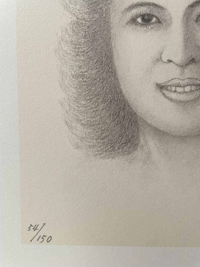 八島義郎　リトグラフ　版画　　微笑　貴重