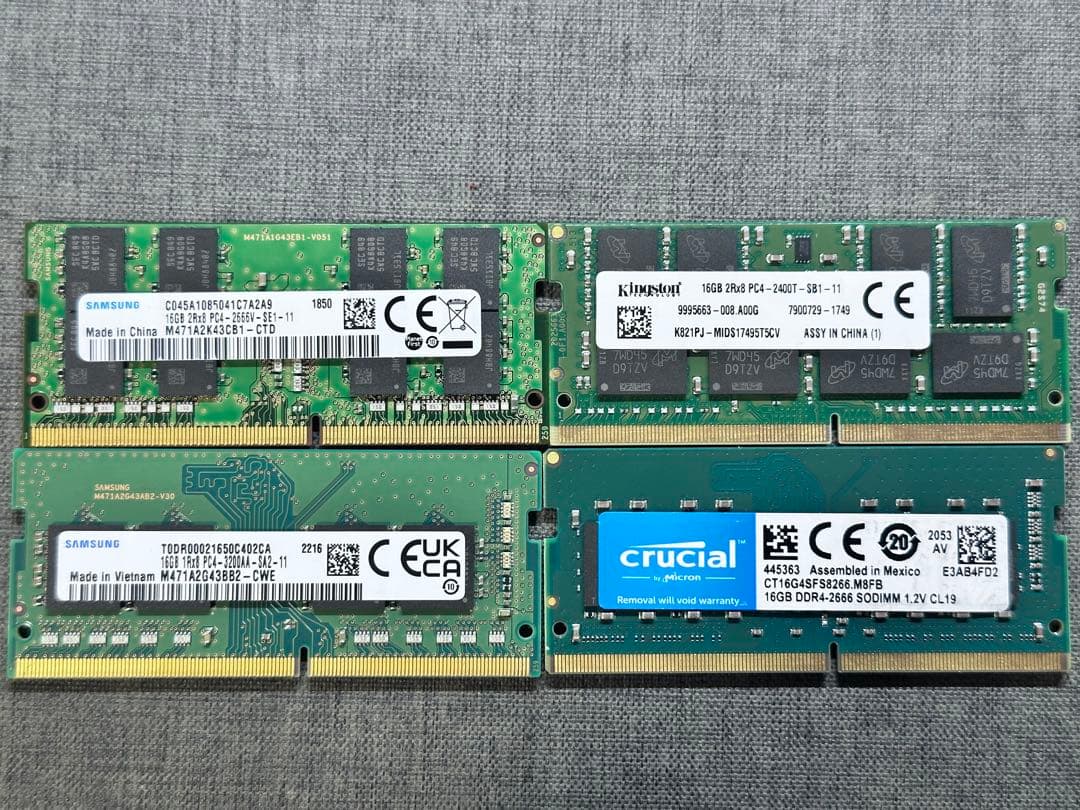 ノートPCメモリーセット売り　16GB 8GB