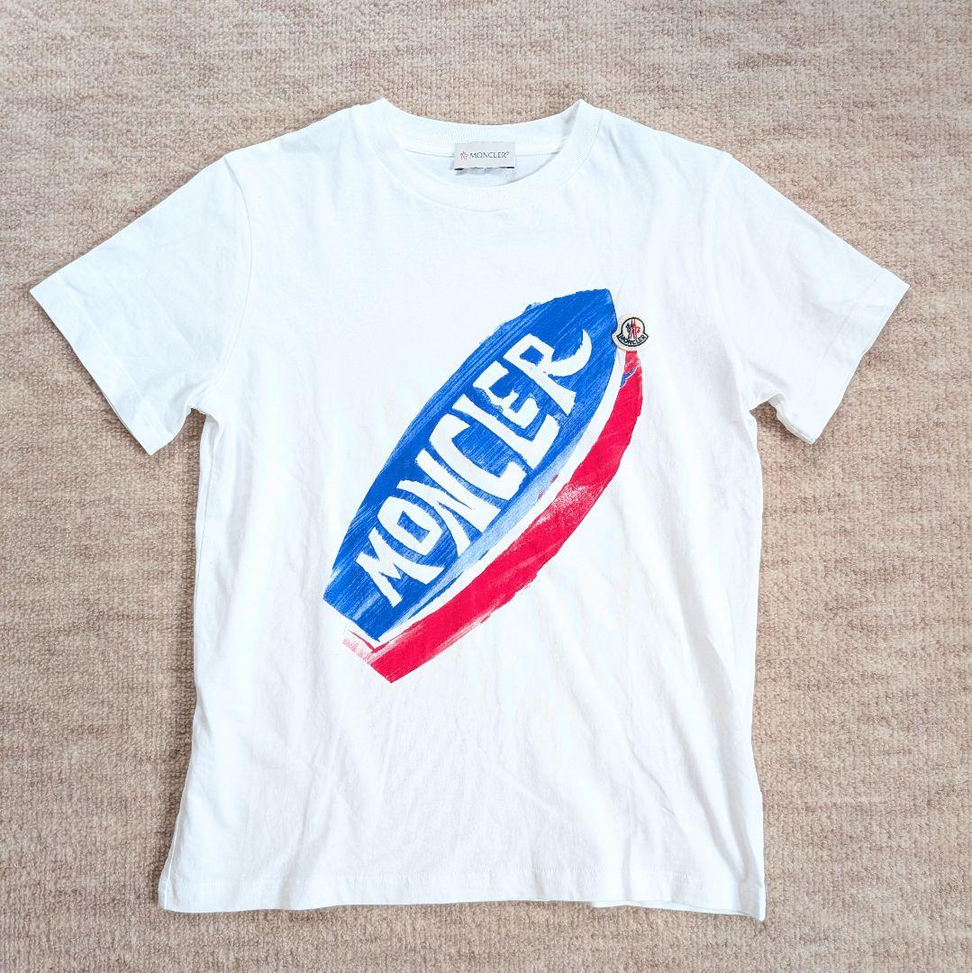 モンクレール　Tシャツ 150cm キッズ　白　ロゴワッペン　2022 極美品
