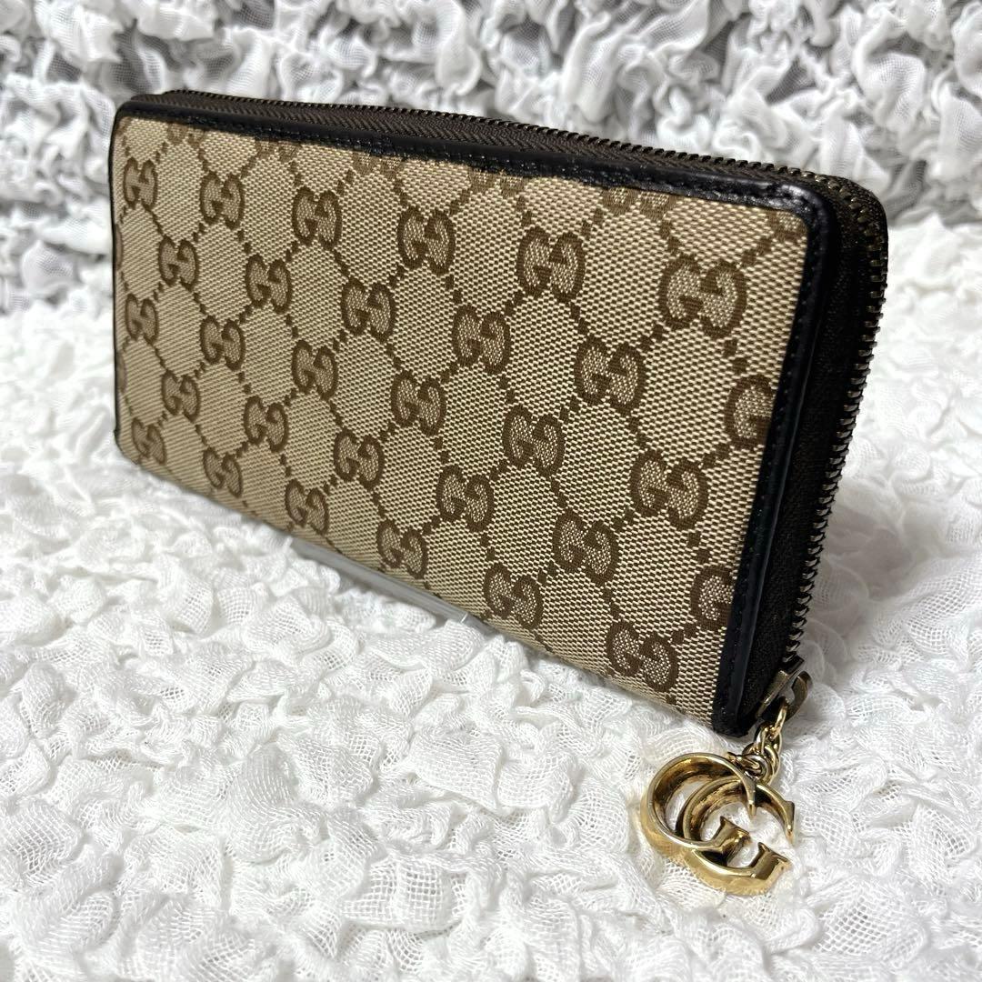 希少✨GUCCI GGキャンバス 長財布　ラウンドファスナー　マーモント
