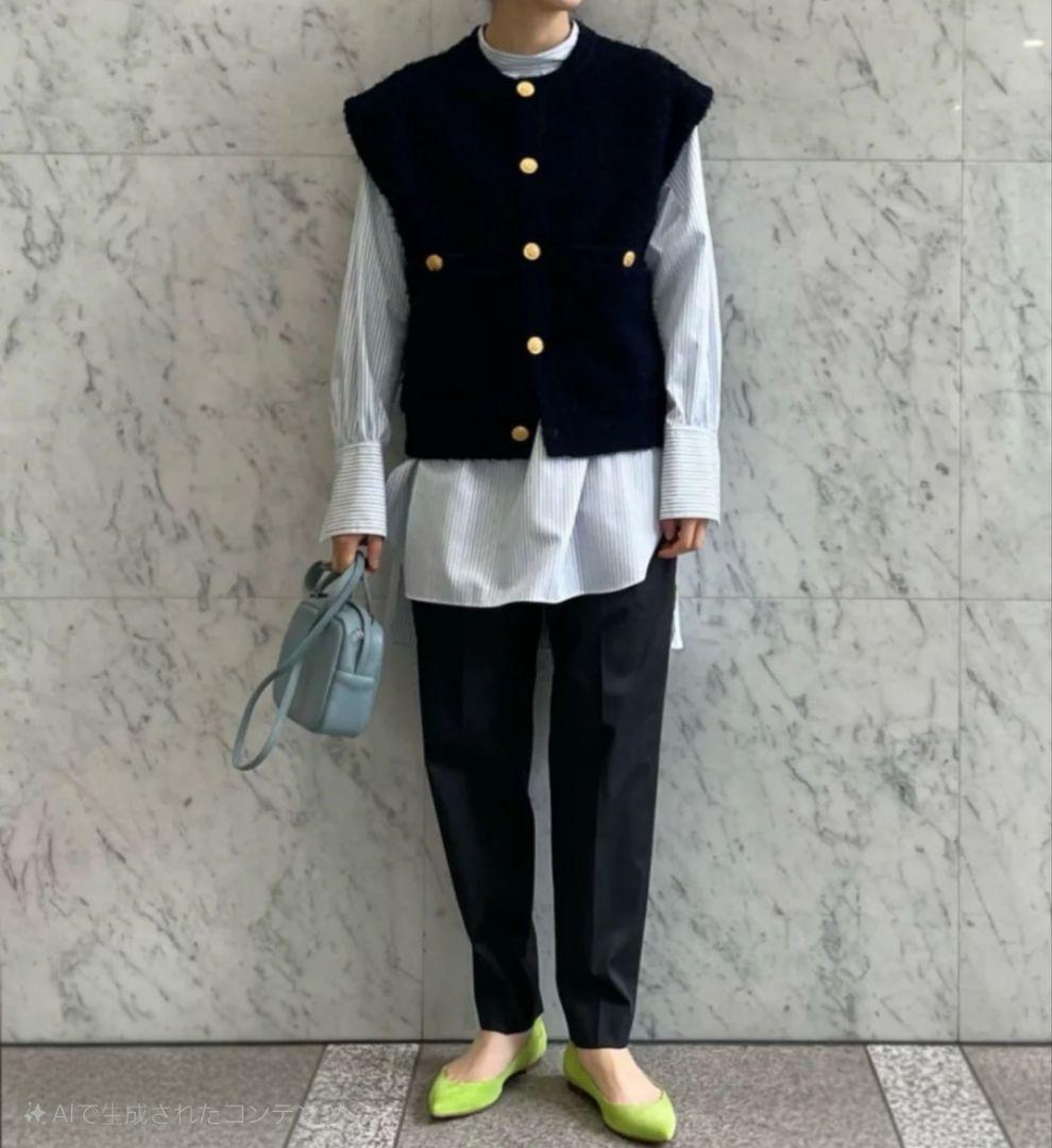 MACPHEE 23SS ツイーディーラッフル クルーネックジレ