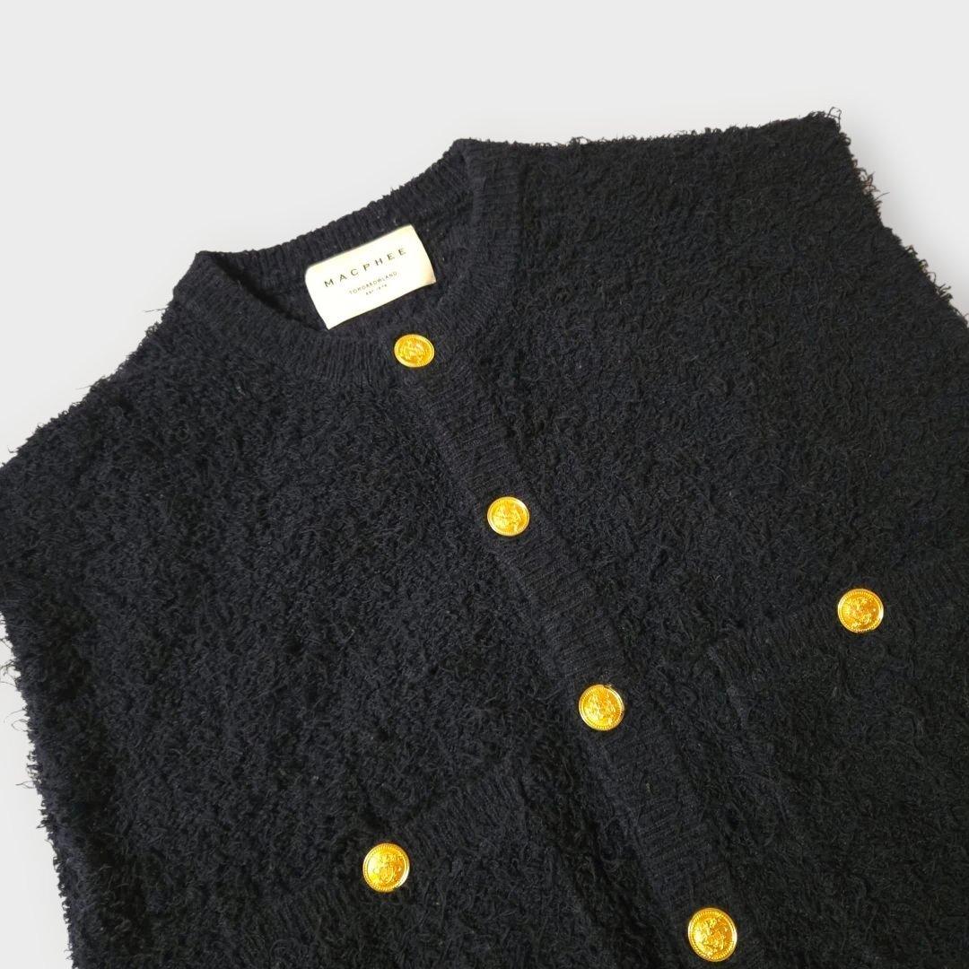 MACPHEE 23SS ツイーディーラッフル クルーネックジレ