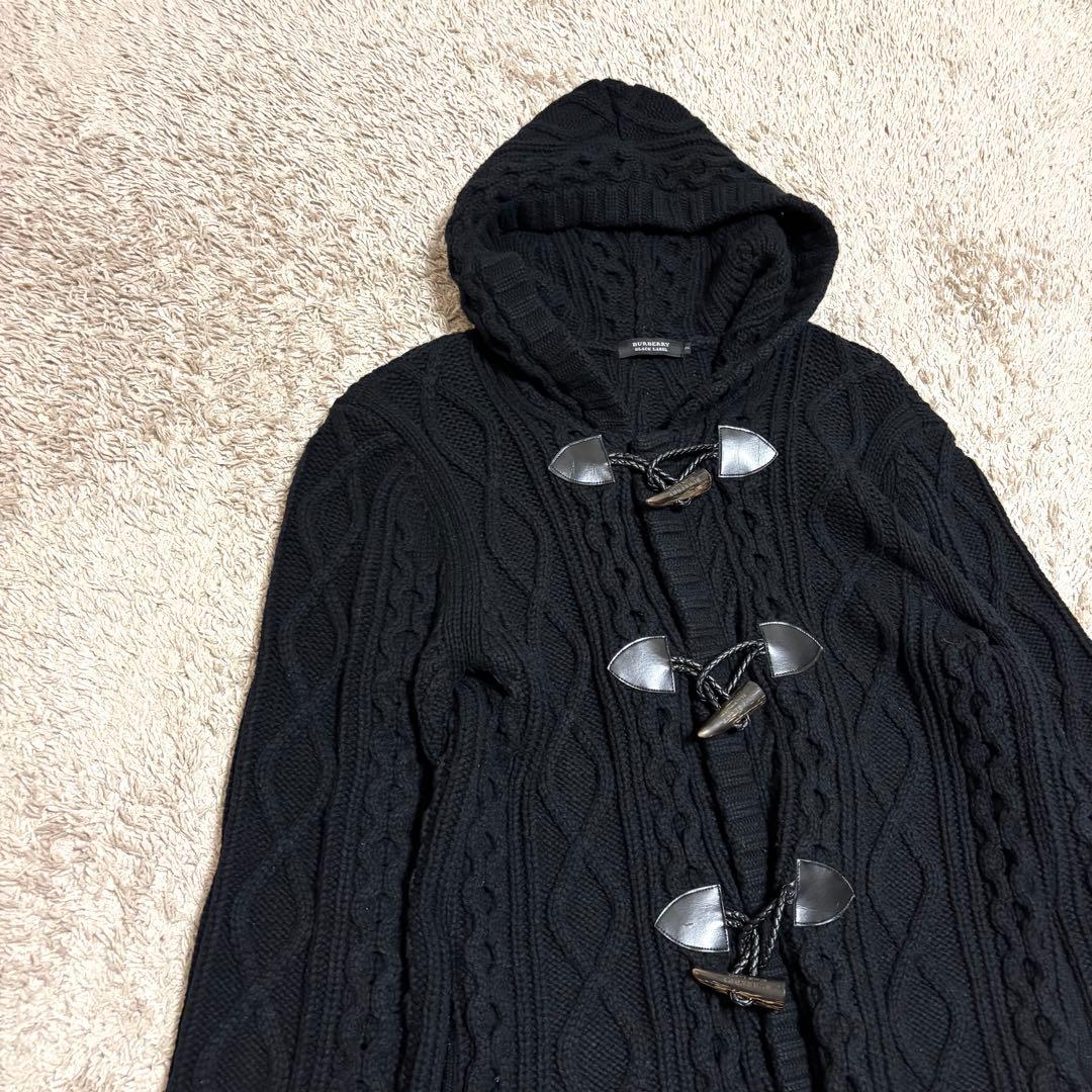 BURBERRY BLACK LABEL ダッフルコート ケーブルニット ジップ