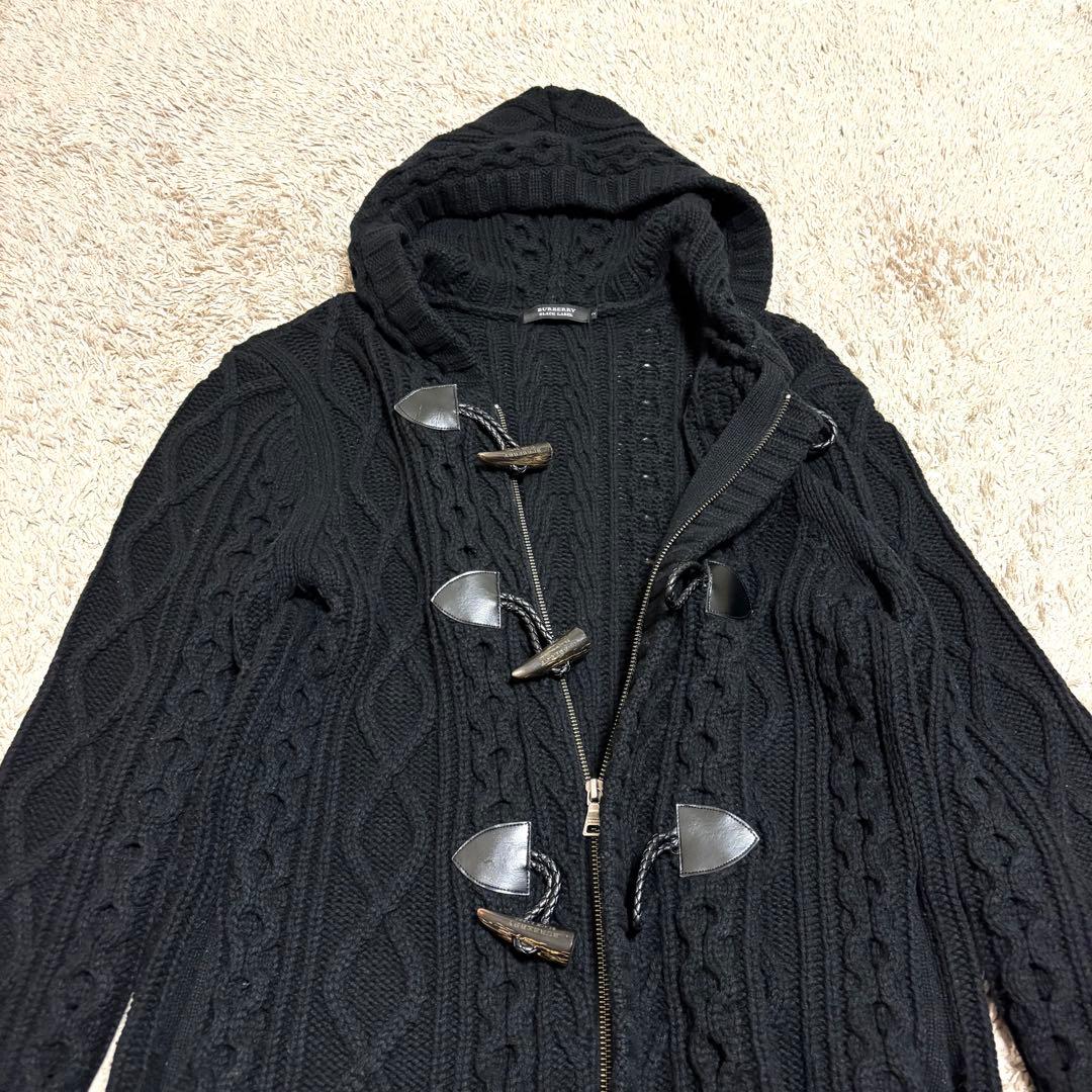 BURBERRY BLACK LABEL ダッフルコート ケーブルニット ジップ