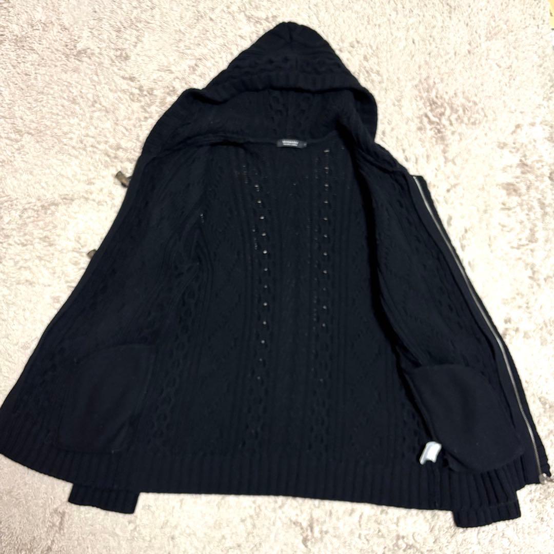 BURBERRY BLACK LABEL ダッフルコート ケーブルニット ジップ