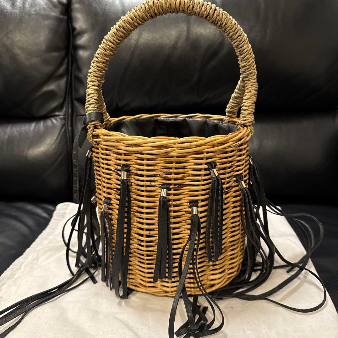 【夏物処分価格】ラドロー フリンジ かご バッグ 黒 ブラック