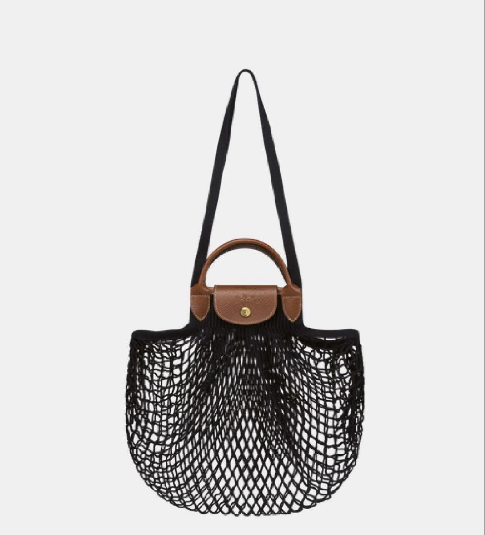 ✴︎美品 ロンシャン×フィルト　ル プリアージュ フィレ ネットバッグ　L 黒