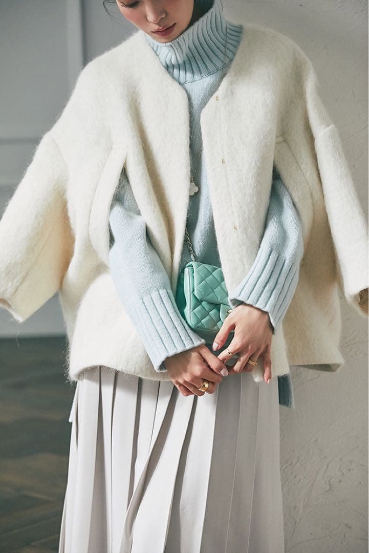 【未使用】SEVENTEN セブンテン ミディアムコクーンシャギーコートXS