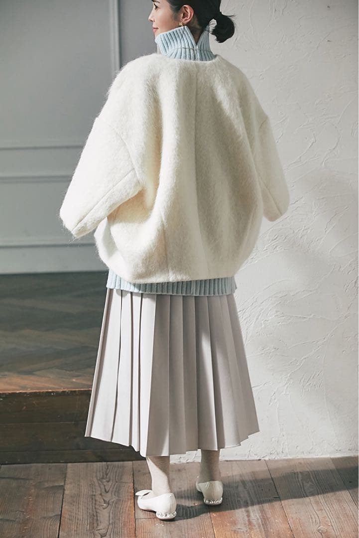 【未使用】SEVENTEN セブンテン ミディアムコクーンシャギーコートXS