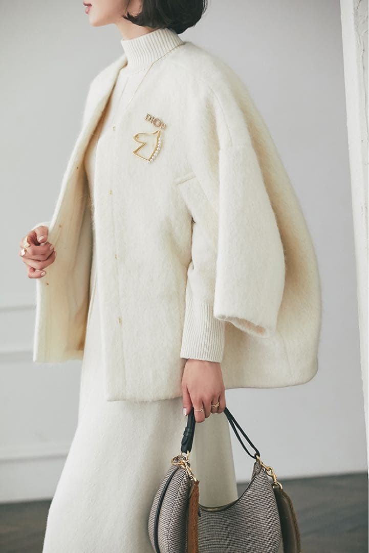 【未使用】SEVENTEN セブンテン ミディアムコクーンシャギーコートXS